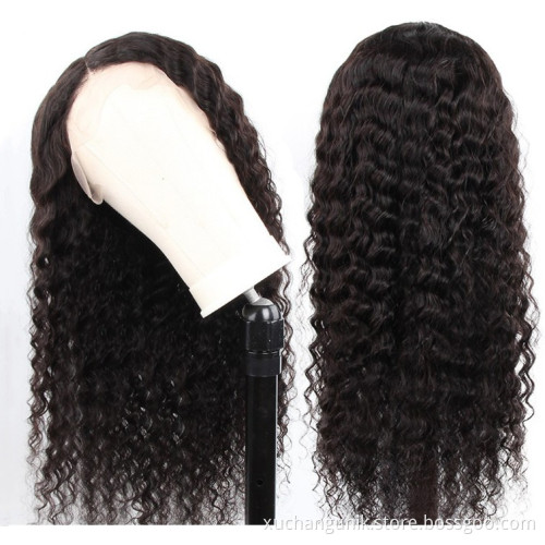 Uniky Cheap Hair Water Wave Virgin Cuticle Aligned 4*4 Closure Lace Front Wig Remy Brazilian Human Hair 4*4 Lace Wigs Water Wave